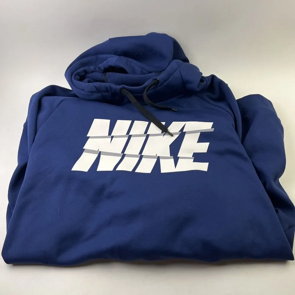 Men's Nike Hoodie Blue Pullover Dri-Fit Sweatshirt Hoodie - XLT
